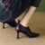 鞋柜（shoebox）达芙妮集团旗下短靴女法式气质深口单鞋尖头高跟鞋细跟小踝靴 杏色 38