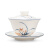 金镶玉 盖碗泡茶碗手绘羊脂玉白陶瓷 中国风送礼盒君子兰手绘盖碗