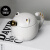 Bincoo 金边马克杯简约办公室水杯带盖勺家用女创意字母陶瓷咖啡杯子男 白色猫咪--330ml【配勺】