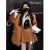 YOMC两件套 韩版女新款拼接假两件西装外套+配腰带拼接裙裤ins风套装 黑色套装_(外套+半裙) L_110-125斤