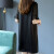 卡丝拉狄（cathyladi）连衣裙新款拼接雪纺短袖喇叭袖法式网纱中长裙 黑色 M