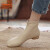 鞋柜达芙妮集团旗下马丁靴女方头短靴子软皮平底及踝靴法式白色弹力瘦 米白色 38