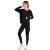 范迪慕运动套装女健身服跑步瑜伽透气速干短袖T恤篮球服 黑色 L