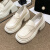 西儿 玛丽珍鞋女2024夏季新款粗跟厚底时尚小皮鞋增高玛丽珍松糕鞋女 米白色-38