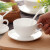 华贡纯白骨瓷咖啡杯杯碟套装简约拿铁杯子带碟子牛奶茶杯陶瓷早餐杯 单杯