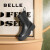 百丽（Belle）【唯品资源款】百丽切尔西靴女牛皮革时尚厚底烟筒靴B0623DZ1 黑色 37