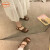 鞋柜（shoebox）达芙妮集团旗下平底露趾凉鞋女2024年夏季法式复古软底气质 棕色 39