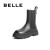 百丽（Belle）【唯品资源款】百丽切尔西靴女牛皮革时尚厚底烟筒靴B0623DZ1 黑色 37