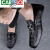 卡帝乐鳄鱼（CARTELO）男鞋2023新款鳄鱼纹豆豆鞋男士懒人鞋一脚蹬黑色皮鞋 黑色9809 41 标准皮鞋码