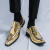西域骆驼（VANCAMEL）切尔西靴男鞋尖头金色鞋子网红皮小浪同款黄金鞋蓝色妖姬休闲皮鞋 银色 42
