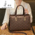 袋鼠（KANGAROO）轻奢品牌女士妈妈手提包包2024新款大容量真皮女包百搭通勤斜挎包 贵族棕色