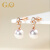 GiO珠宝 Akoya海水珍珠耳钉18K金耳饰钻石镶嵌母亲节礼物 8-8.5mm