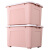 百草园 塑料收纳箱整理箱货物杂物储物箱搬运箱大号加厚带滑轮130L 2个装 北欧粉