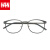 汉（HAN）眼镜框近视眼镜男女款 防辐射护目镜近视光学眼镜框架 49201 经典亮黑 配1.56非球面防蓝光镜片(0-400度)