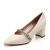 Senda/森达新款商场同款性感玛丽粗高跟珍女单鞋3JQ01CQ8 米白色 36
