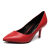 意尔康 红色高跟尖头浅口工作鞋时尚优雅通勤婚鞋5151GA36720W红色35