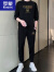 罗蒙（ROMON）运动套装男士秋季新款韩版潮流休闲长袖圆领卫衣搭配帅气男装一套 D03黑色套装 2XL建议145-160斤
