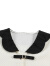 lagogo拉谷谷黑白撞色短袖衬衫女夏季新款娃娃领减龄上衣短袖 米白色(V2) 165/L/40