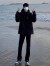 益帛（YIBO）黑色牛仔裤男春夏新款显瘦美式vibe高街直筒微喇弹力修身长裤子男 黑色 XL【建议125-140斤】