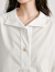 茵曼（INMAN）纯棉白色衬衫2024夏季女装新款休闲百搭V领短袖透气通勤衬衣 白色 L