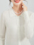 金菊2024春季新款含山羊绒桑蚕丝长袖镂空翻领针织开衫纯色女式针织衫 白色 L(165/88A)