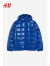 H&M男装棉衣新款保暖绗缝户外轻便宽松连帽外套1169656 亮蓝色 175/108