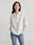 茵曼（INMAN）纯棉白色衬衫2024夏季女装新款休闲百搭V领短袖透气通勤衬衣 白色 L