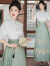 纳琳雅Nalinya2024新款新中式国风喇叭袖衬衫立领刺绣一片式织金马面裙 白色上衣+绿色马面裙 M