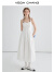VEGA CHANG白色连衣裙女2024年夏季新款温柔优雅重工提花吊带裙子 奶酪白 L
