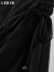 乐町不规则半身裙夏季新系带高腰半裙C5GEC3C01 黑色 S/155