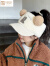莫代尔儿童针织帽子女孩棒球帽2023新款秋冬季保暖男宝宝空顶鸭舌毛线帽 米色双球 (双层保暖) 建议年龄：3-12岁 x 高弹毛线，