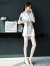 QIYUN商场同款女装 御姐连衣裙套装夏季新款轻熟风时尚气质收腰高端裙 白色印花 M