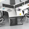 屏风办公桌职员桌现代简约工作位钢架桌3人位含椅子1000*1000*750
