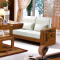 实木沙发组合布艺沙发现代简约新中式沙发1+2+3+茶几+方几/胡桃色#803