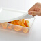 百露密封透明食品收纳盒塑料有盖冰箱冷冻冷藏保鲜盒沥水长方形大小号 米白1.2L
