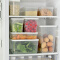 百露密封透明食品收纳盒塑料有盖冰箱冷冻冷藏保鲜盒沥水长方形大小号 米白 13L