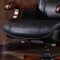 牛皮老板椅多功能办公椅可躺电脑椅实木脚转移-黑色