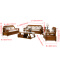 实木沙发组合布艺沙发现代简约新中式沙发1+2+3+茶几+方几（胡桃色）#305
