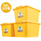 茶花 塑料收纳箱整理箱底部带滑轮玩具储物盒百纳箱 黄色58L三只装