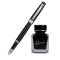 毕加索（pimio）钢笔签字笔墨水笔男士商务学生用0.5mm 5505 免费定制 纯黑银夹墨水套装