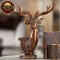 豪斯特丽（HOSTLY） 鹿头摆件 古典奢华高贵麋鹿头 办公室桌面装饰品仿红铜 鹿头摆件