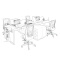 屏风办公桌组合员工桌职员桌卡座现代简约工作位钢架电脑桌4人位含椅子3040*1400*750