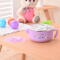 304不锈钢儿童注水保温碗宝宝婴儿辅食饭碗可爱卡通防滑吸盘餐具 紫色(无吸盘)
