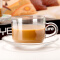 Delisoga 透明玻璃咖啡杯套装 2杯2碟2勺 简约经典 早餐杯牛奶花茶杯果汁水杯零食盘 办公家用 情侣礼物
