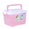 茶花 6.5L收纳箱 小号透明塑料加厚带盖收纳盒把手储物整理箱小药盒子 3只装 粉色