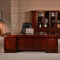 办公家具老板桌总裁桌大班台办公桌油漆实木贴皮经理桌2.2米 +6门书柜+老板椅