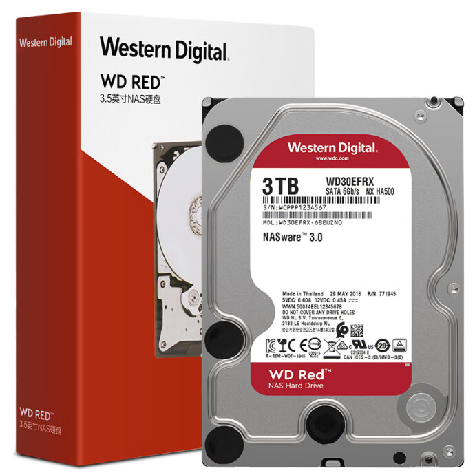 WD 西部数据 红盘 3TB 网络储存 NAS硬盘 WD30EFRX 6折$70 海淘转运到手约￥538