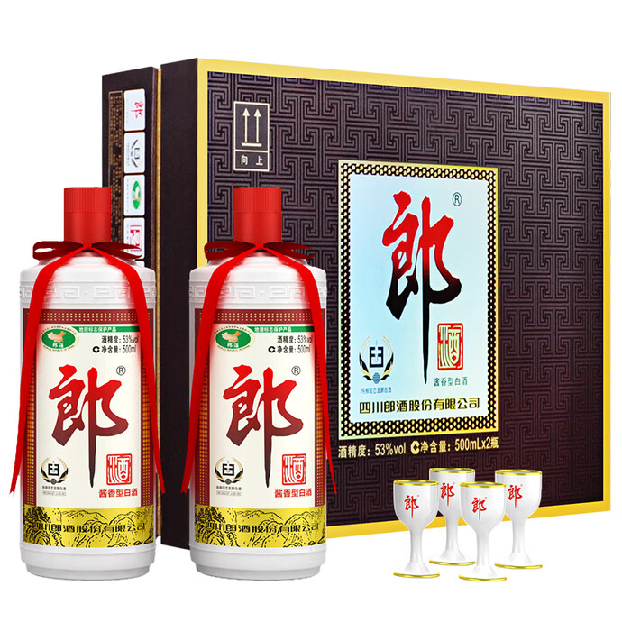 郎酒 郎牌郎酒 53度 酱香型白酒 礼盒装 500ml*2瓶 下单折后￥359 京东PLUS会员还可95折