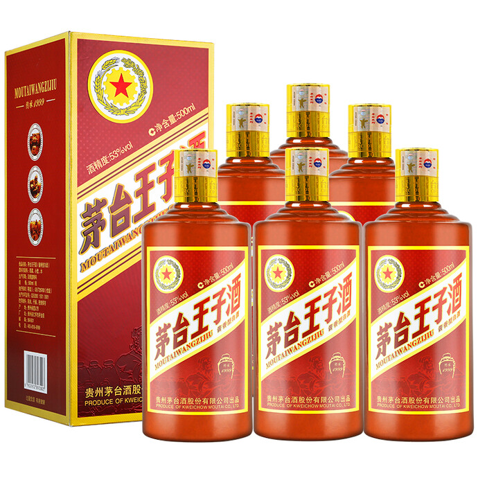 Plus会员福利 茅台 王子传承1999 53度酱香型白酒 500ml*6瓶  双重优惠折后￥1358