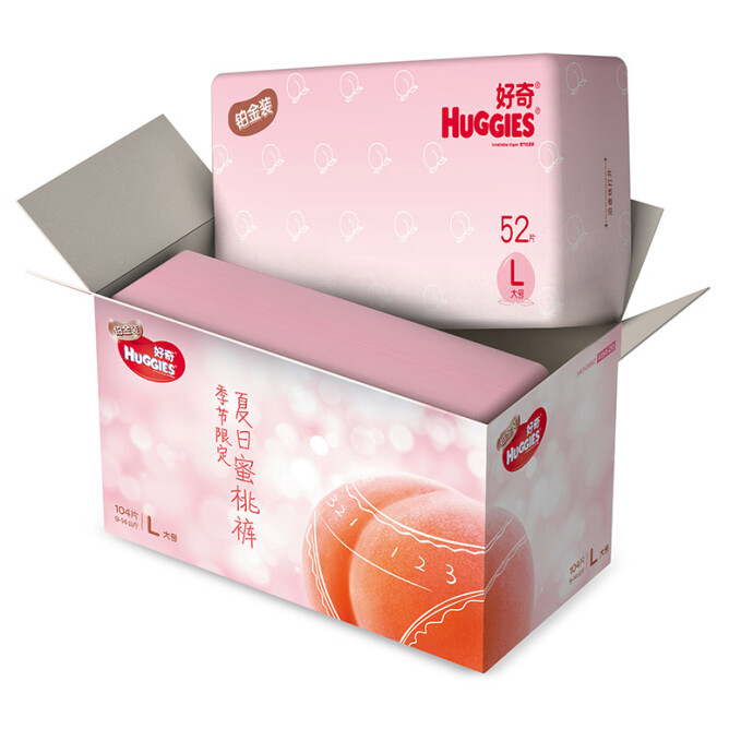 Huggies 好奇 铂金装 婴儿纸尿裤 L96+8片 2箱 京东优惠券折后¥288秒杀